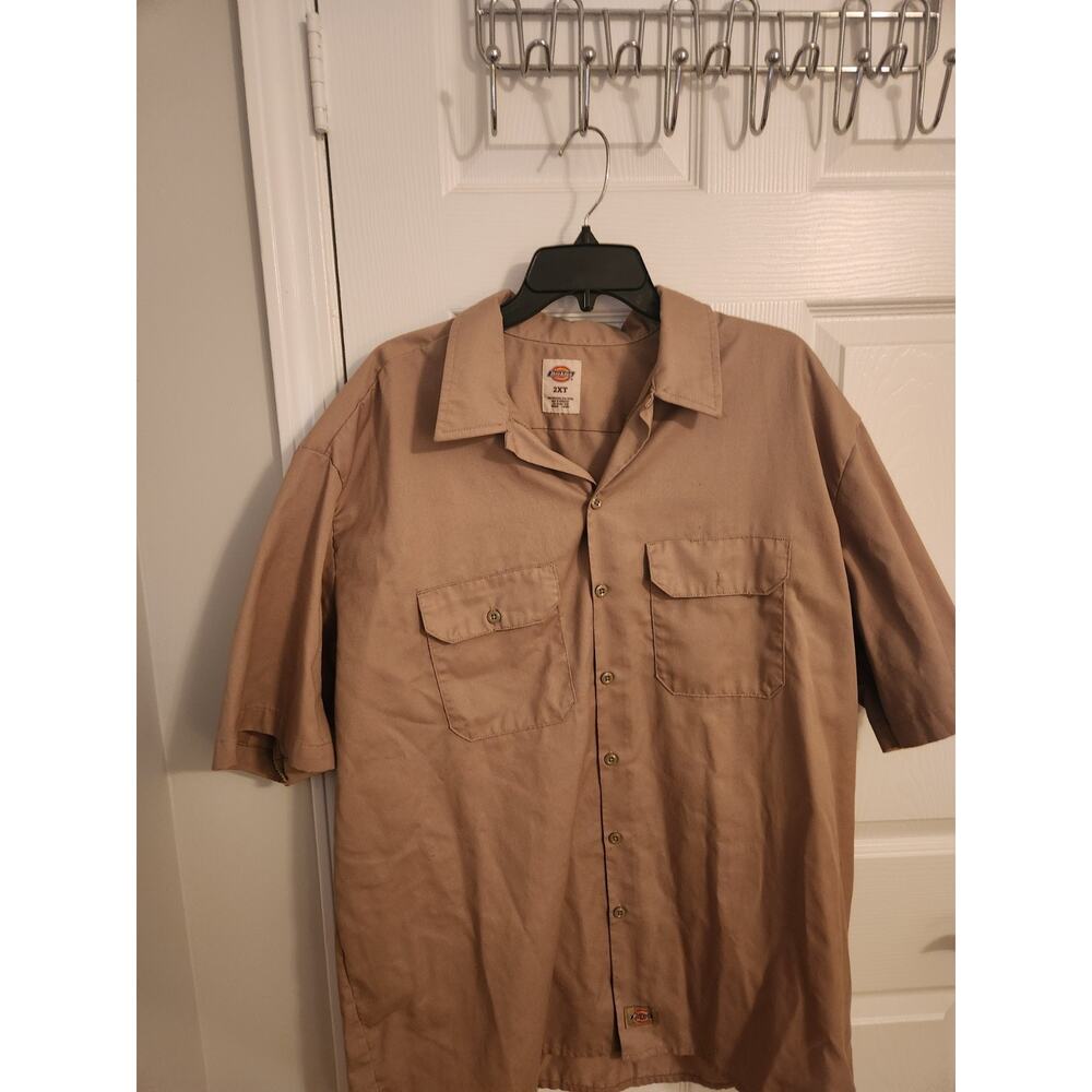 Dickies Men's Button Up Shirt 2XT Khaki